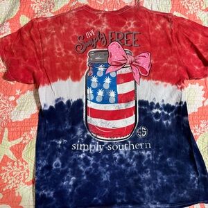 Simply Southern Tye Dye “Live Simply Free” Tee Size Large